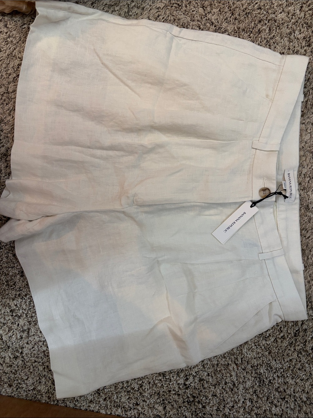 Banana Republic Ivory 100% Linen Shorts